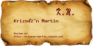 Krizsán Martin névjegykártya