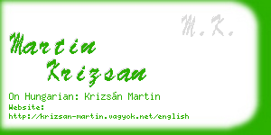 martin krizsan business card